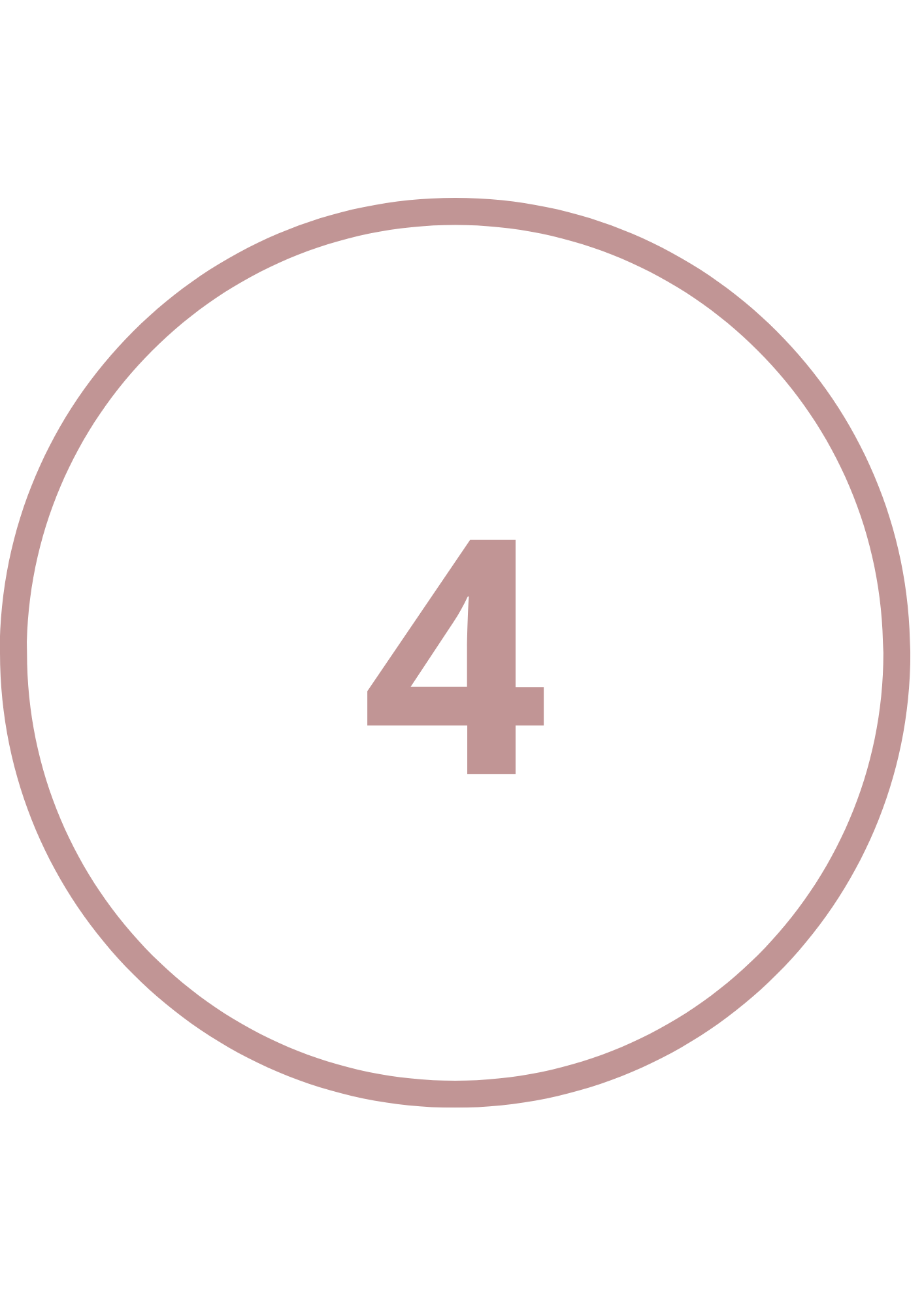 Ein schwarzer Kreis mit einer hellrosa Umrandung und der Zahl 4 in der Mitte, die den vierten Platz in einer Rangliste darstellt.