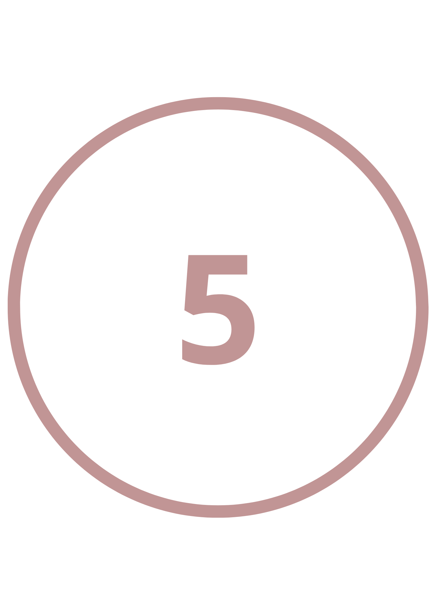 Das Bild zeigt einen schwarzen Kreis mit einer umgebenden rosafarbenen Linie und der Zahl 5 in der Mitte.