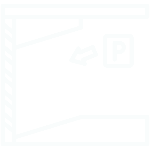 Parking garage entrance with sign indicating parking spot