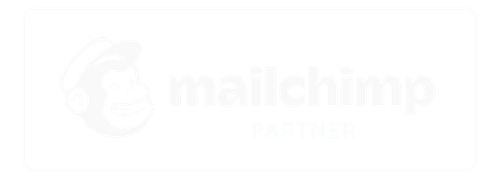 Mailchimp logo with a chimpanzee face and the words 'mailchimp partner' in black and white.