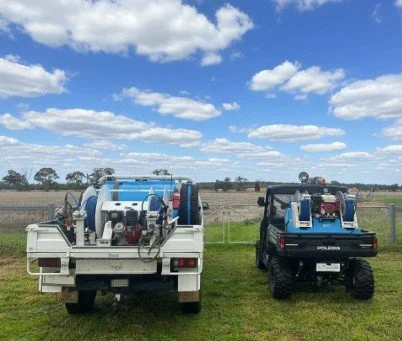 Ute fitted with quickspray and buggy or side by side fitted with quickspray.