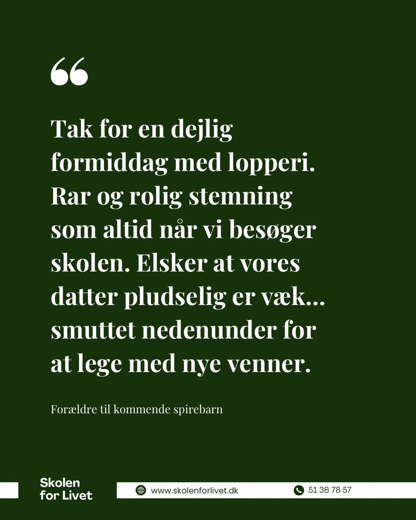 Tryghed starter med relationer &ndash; og med f&oslash;lelsen af at h&oslash;re til 🌱 

Vi bliver s&aring; glade, n&aring;r vores kommende spireb&oslash;rn allerede finder legekammerater og f&oslash;ler sig hjemme.

Kunne Skolen for Livet v&aelig;re