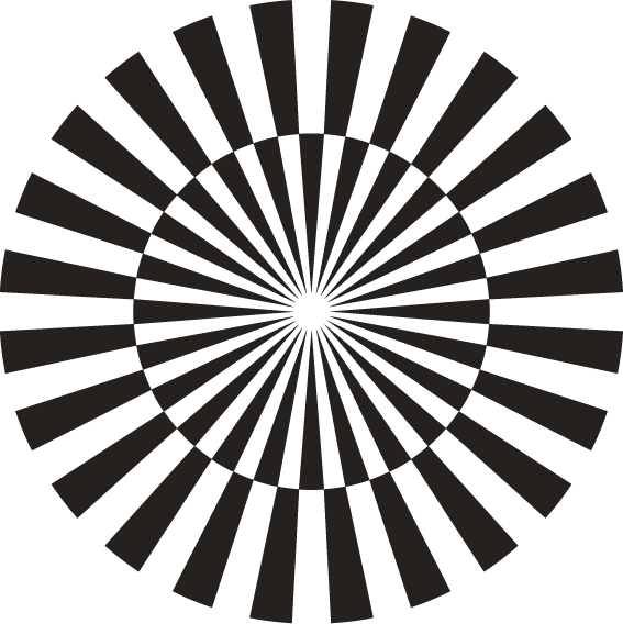 Decorative: A circular black sunshine pattern