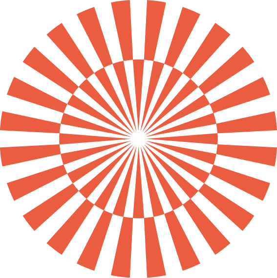 Decorative: A circular red sunshine pattern