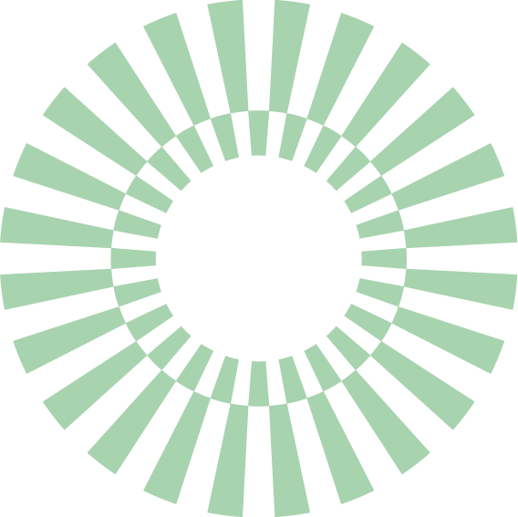 Decorative: A circular green sunshine pattern