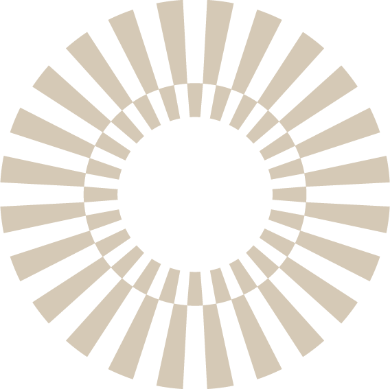 Abstract circular pattern with black and beige radial lines forming a hypnotic design.