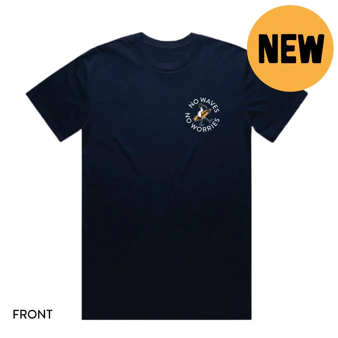 No Waves, No Worries Tee – Midnight Blue