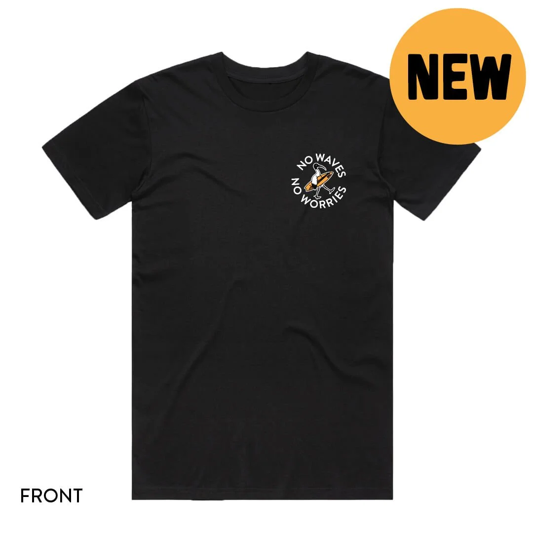 No Waves, No Worries Tee – Black