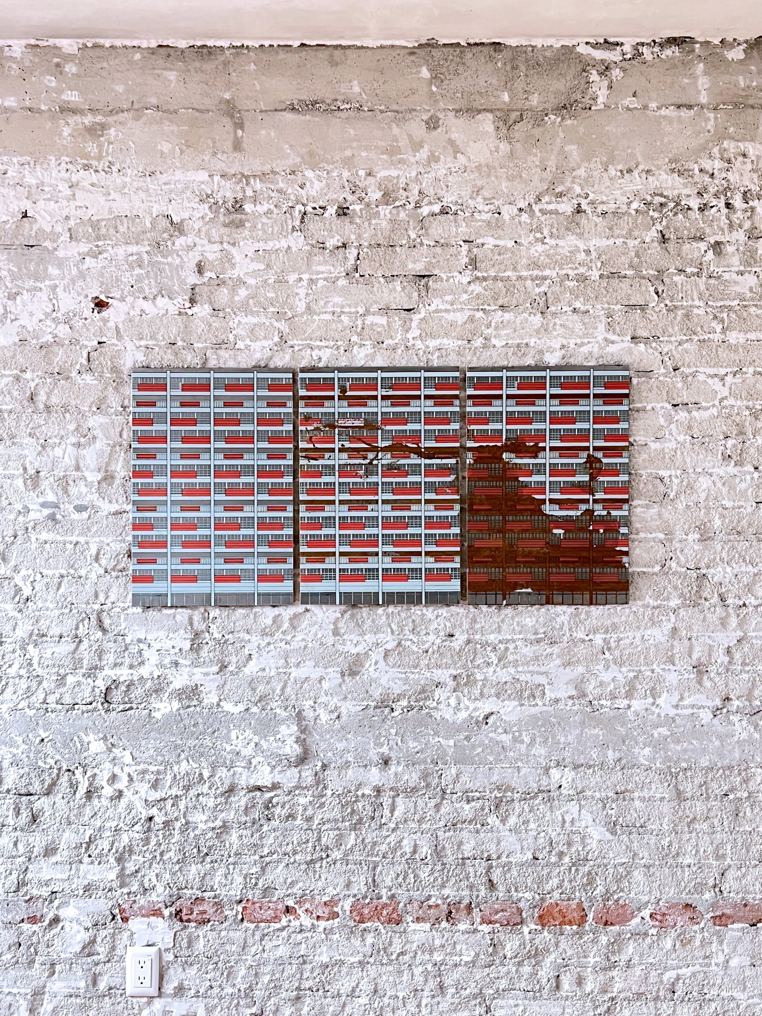 Centro Urbano Pdte Alemán
03104 Mexico City, CDMX
Screenprint on steel with enamel paint and controlled rust.
