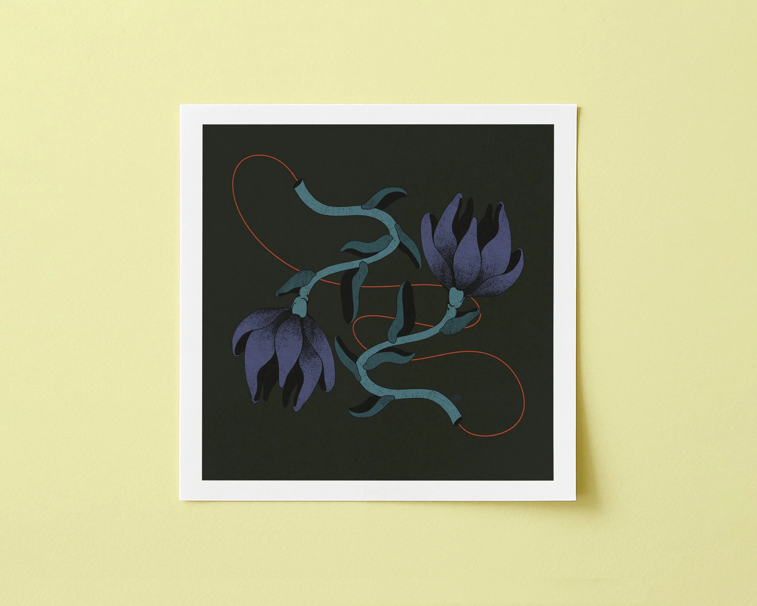 Flowers on Dark - Art Print