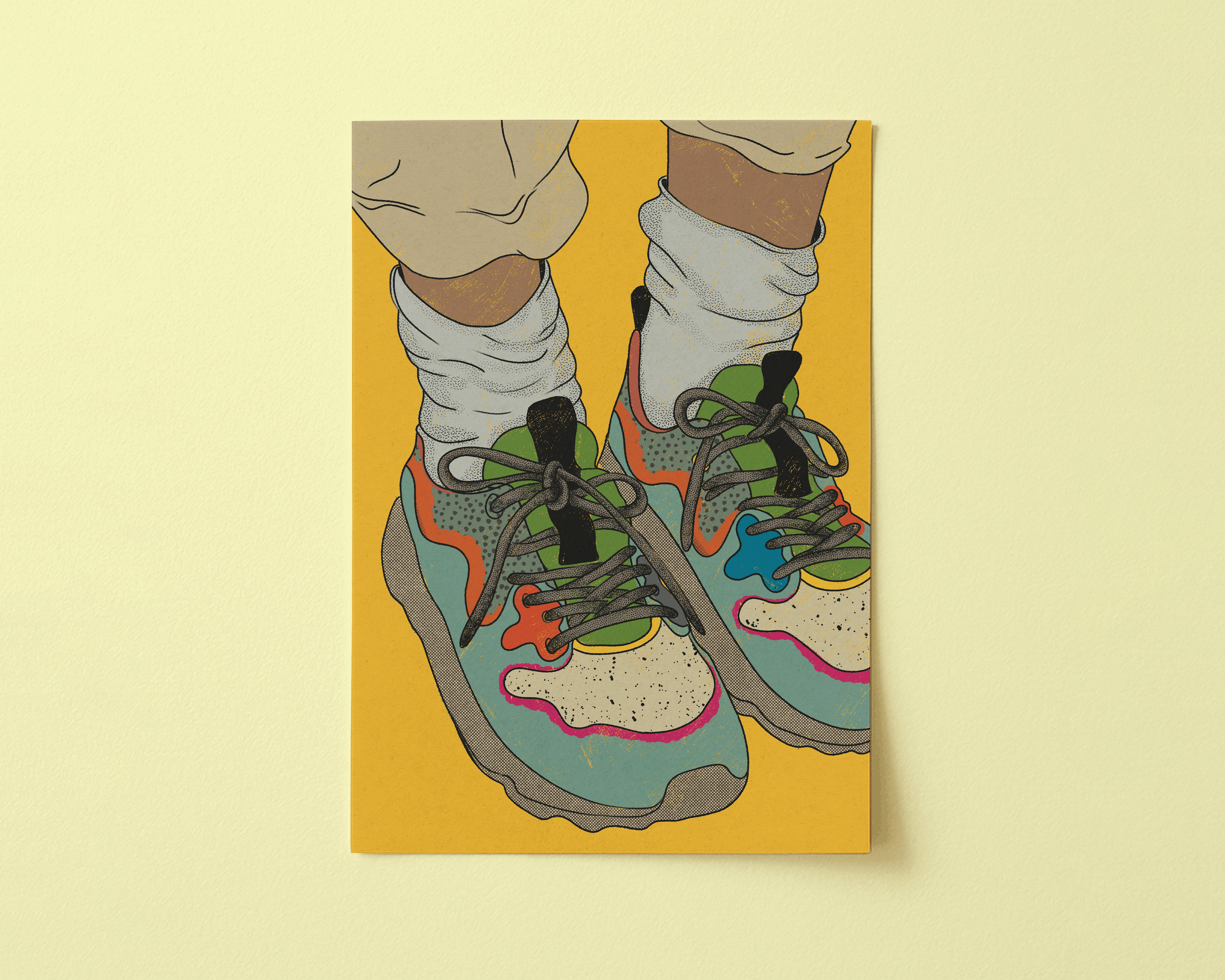 Sneakers on Yellow - Art Print
