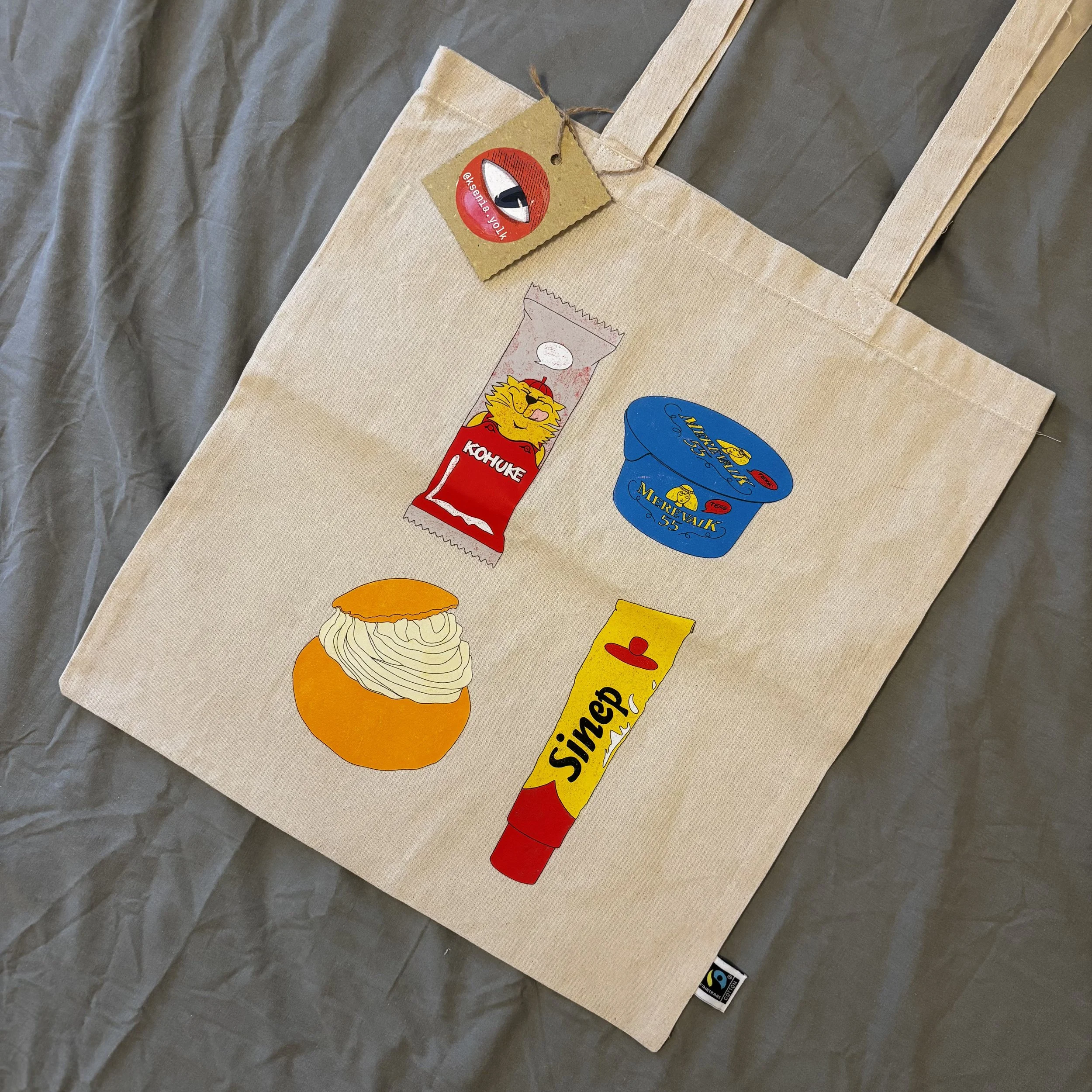 Tote Bag with "Estonian Essentials" Art Print