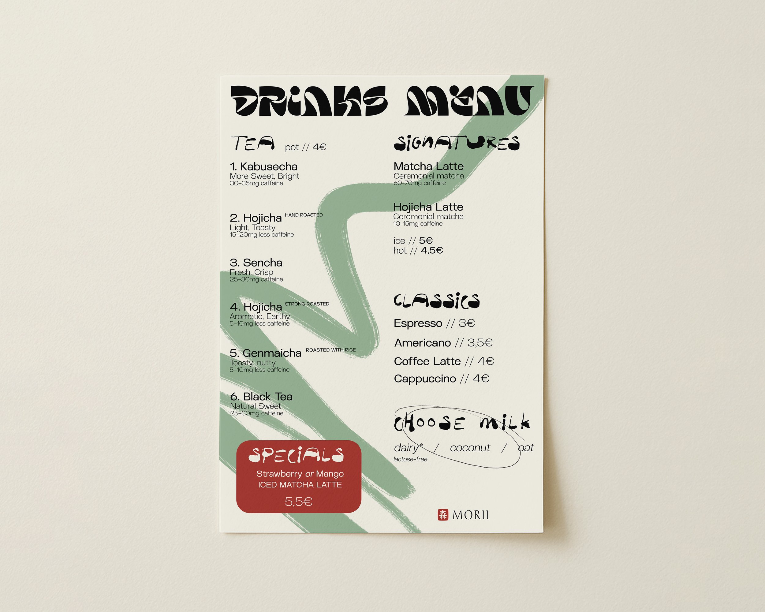 Morii Teas Menu