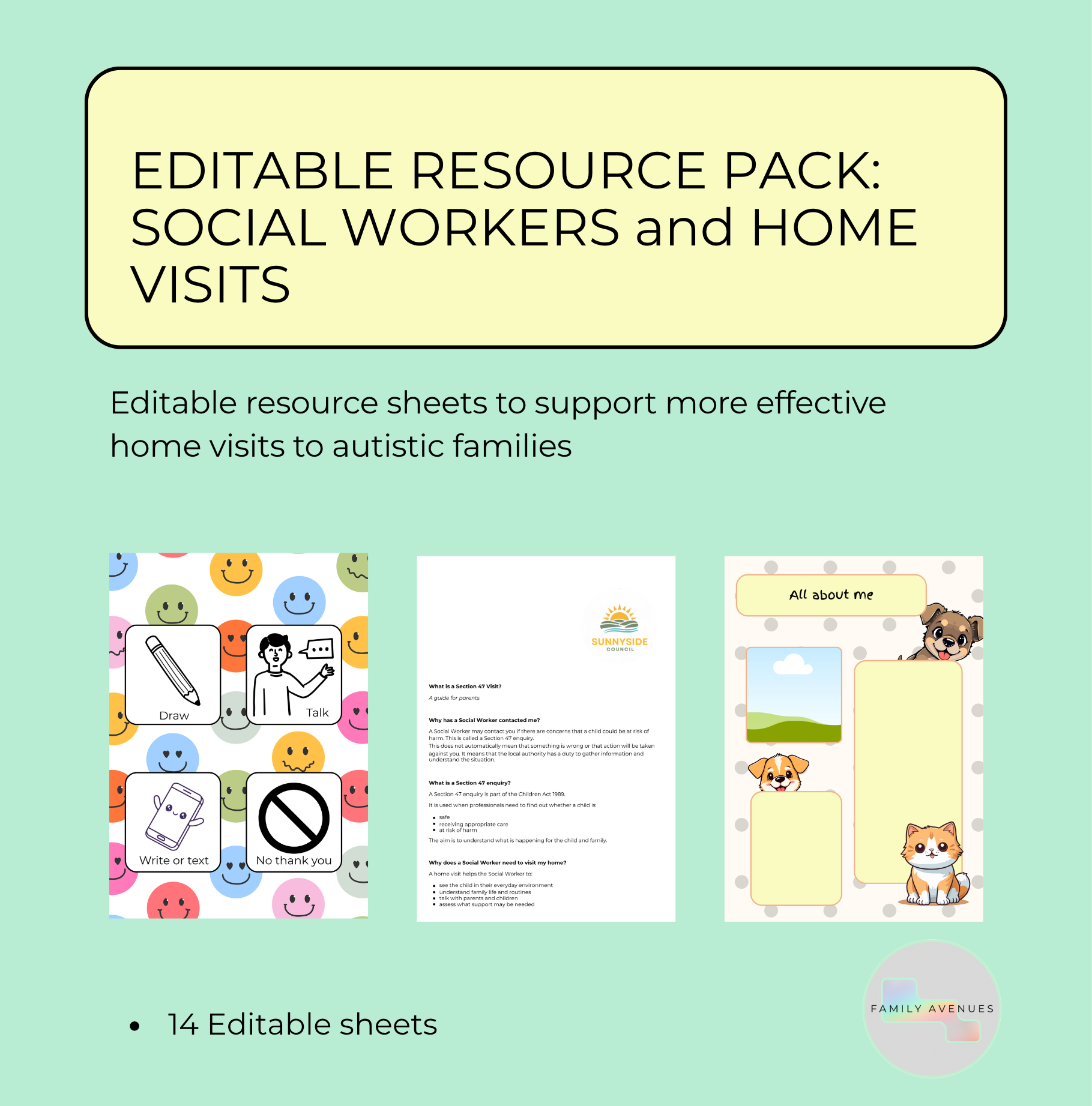 Editable Resource Pack: Social Workers and Home Visits