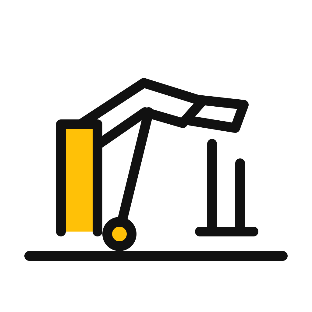 Icon of luggage trolley with a yellow handle and an umbrella, indicating travel or airport services.