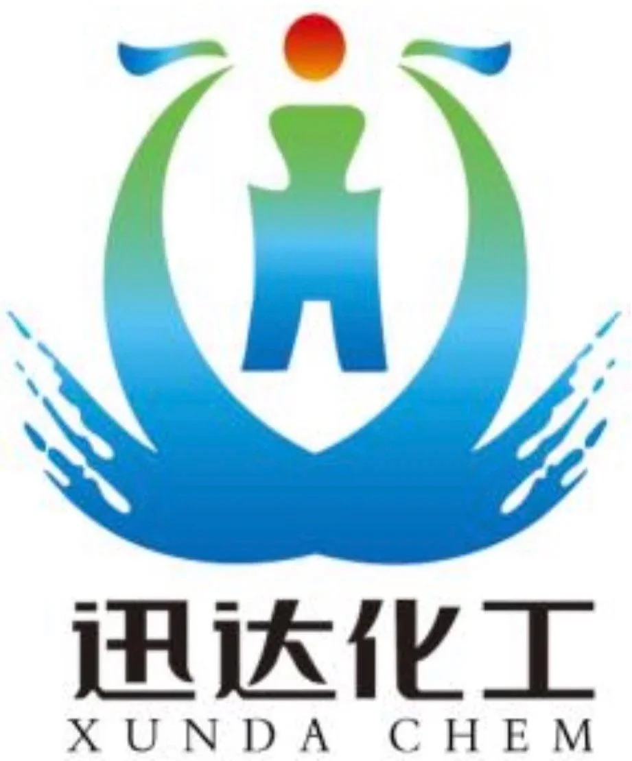Logo of Xunda Chem featuring a stylized human figure with outstretched arms, encircled by wave-like shapes, in blue, green, red, and orange colors, with Chinese characters and the text 'Xunda Chem' below.