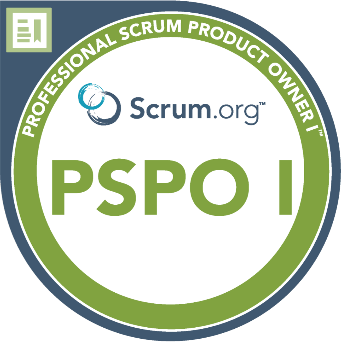 Certificaat van goedkeuring van Scrum.org voor een professional in PSPO I als erkend door Scrum.org.