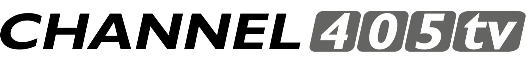 Channel 405 TV logo with bold black and gray text on a white background.