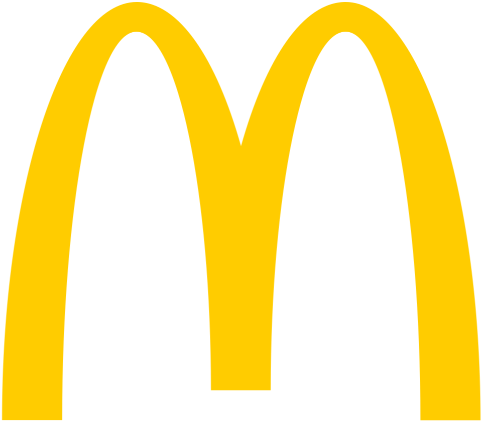 Das bekannte gelbe McDonald's-Logo mit den goldenen Bögen auf schwarzem Hintergrund.