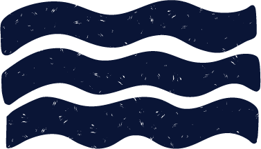 Deep blue wavy lines symbolizing waves.