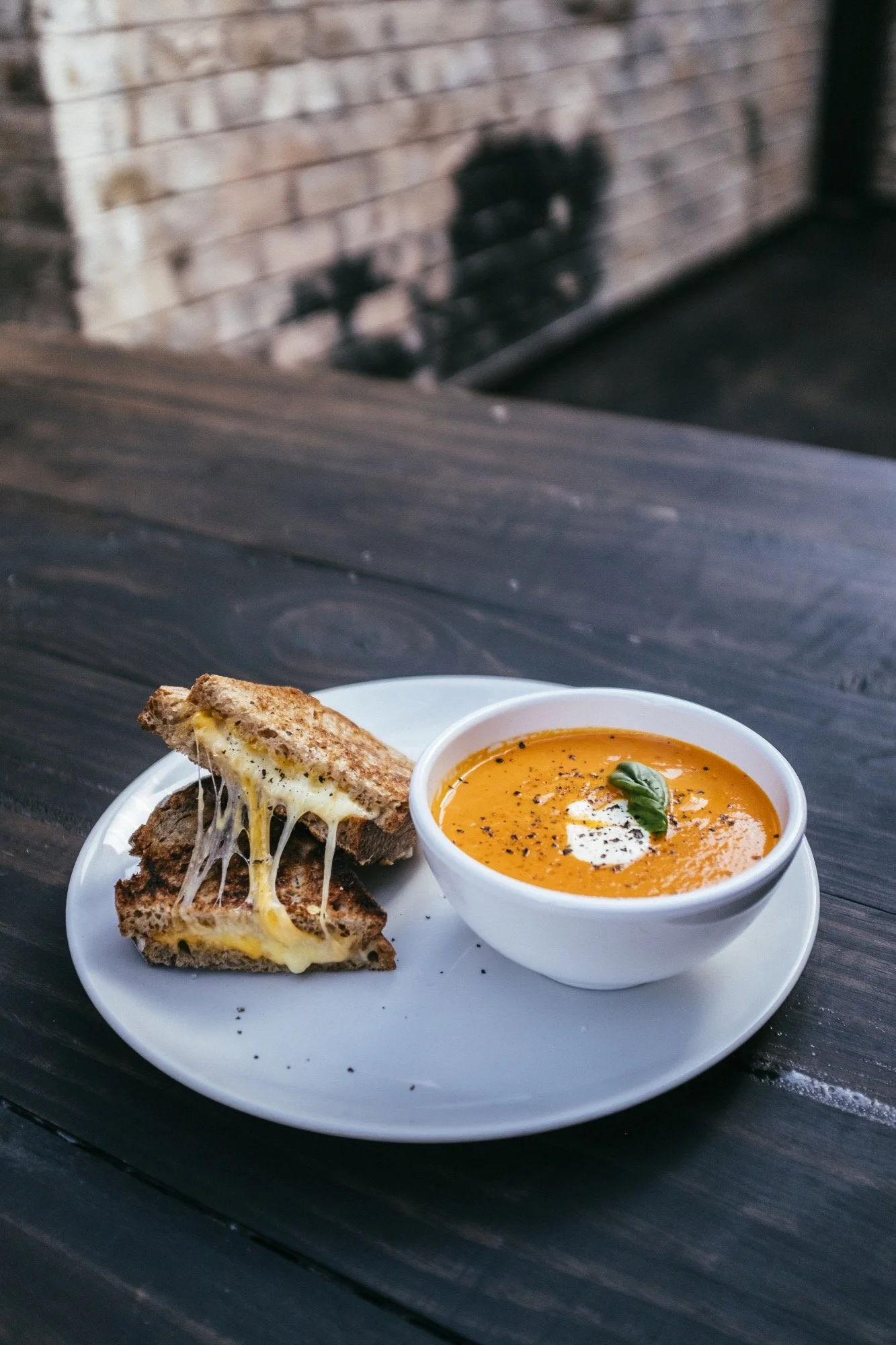 Soup and grilled cheese combo