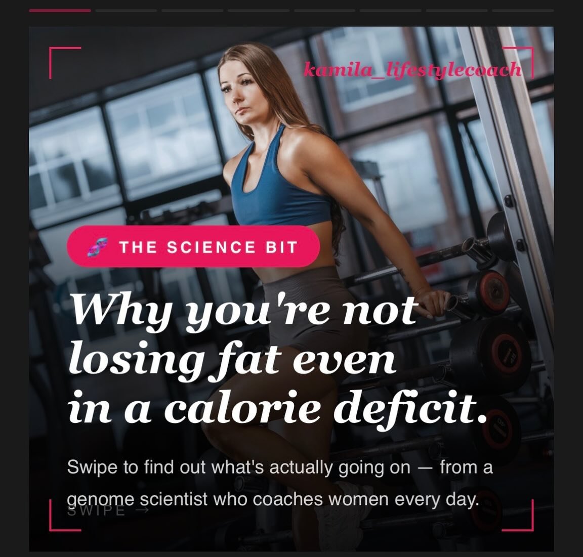 You&rsquo;re doing everything right.
Eating less. Training hard.
But the scale won&rsquo;t move. 🧬

Here&rsquo;s what&rsquo;s actually going on &mdash;
and it&rsquo;s not your fault.

I work in genomics and I coach women
to lose fat every day. The s
