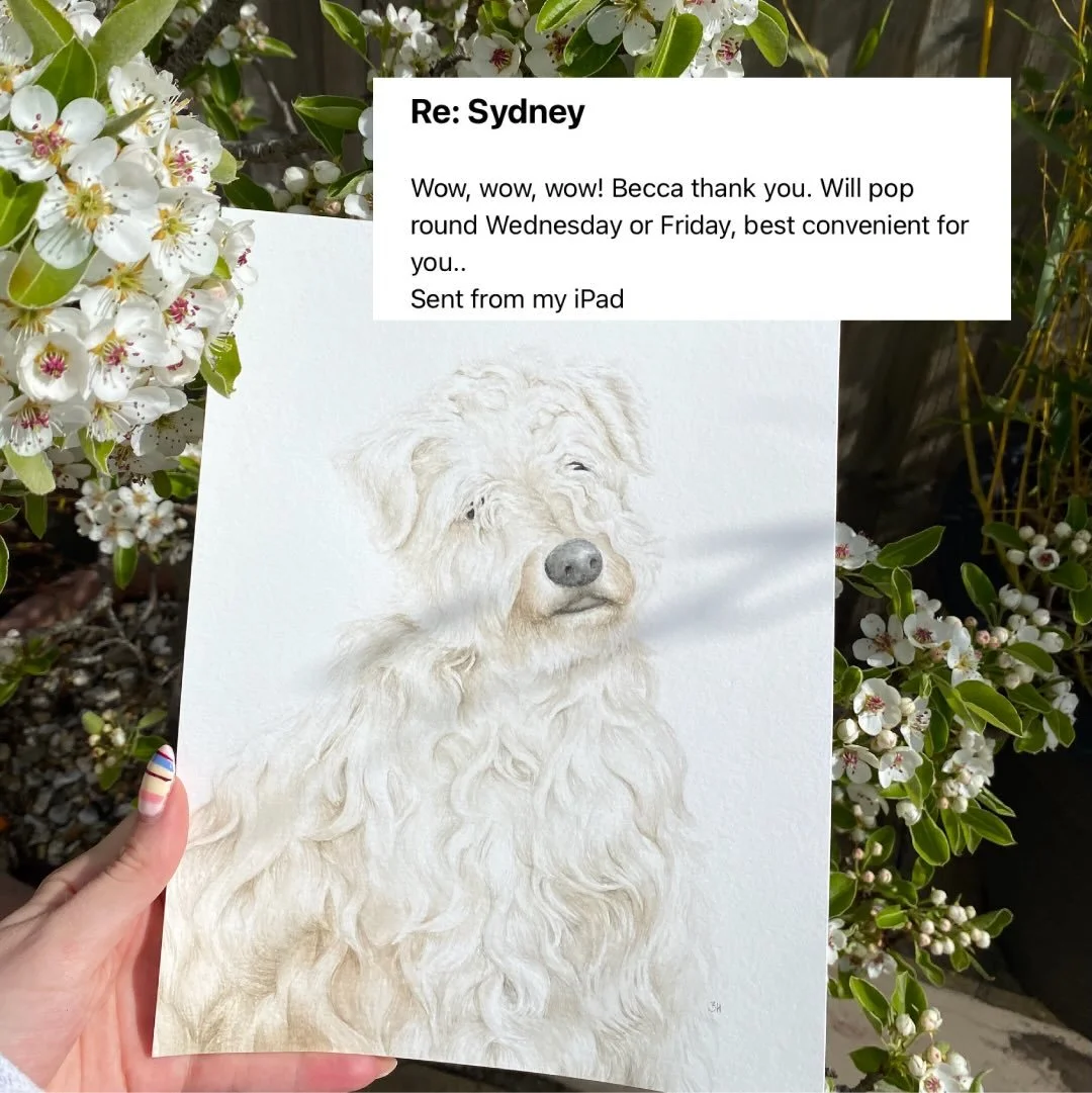 There is nothing nicer than receiving these texts and emails! 

It&rsquo;s a big deal to be asked to paint someone&rsquo;s beloved pet, sometimes scary even! What if I don&rsquo;t do them justice or it doesn&rsquo;t look like them? But then I receive