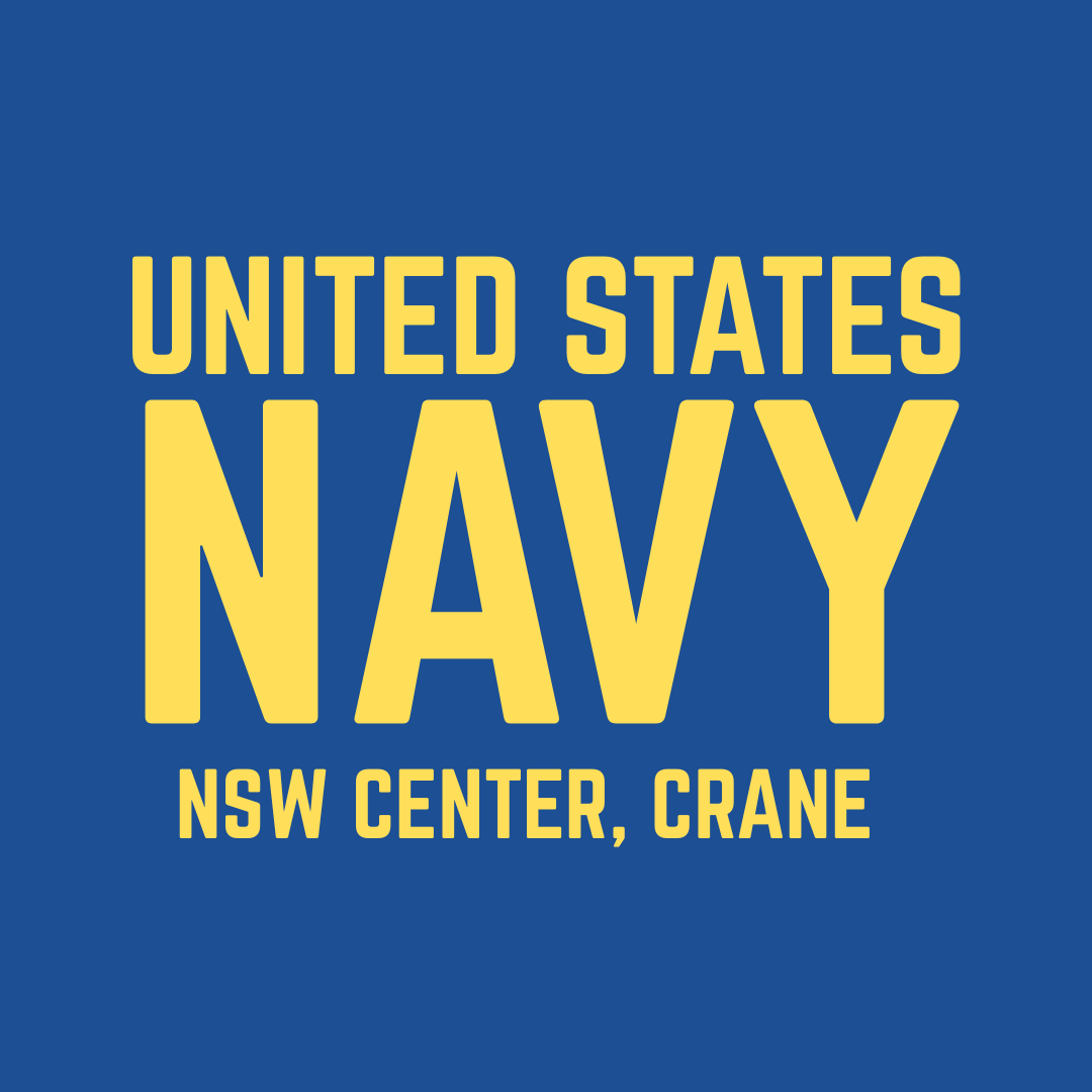 Blue background with yellow text that reads 'United States Navy NSW Center, Crane'.