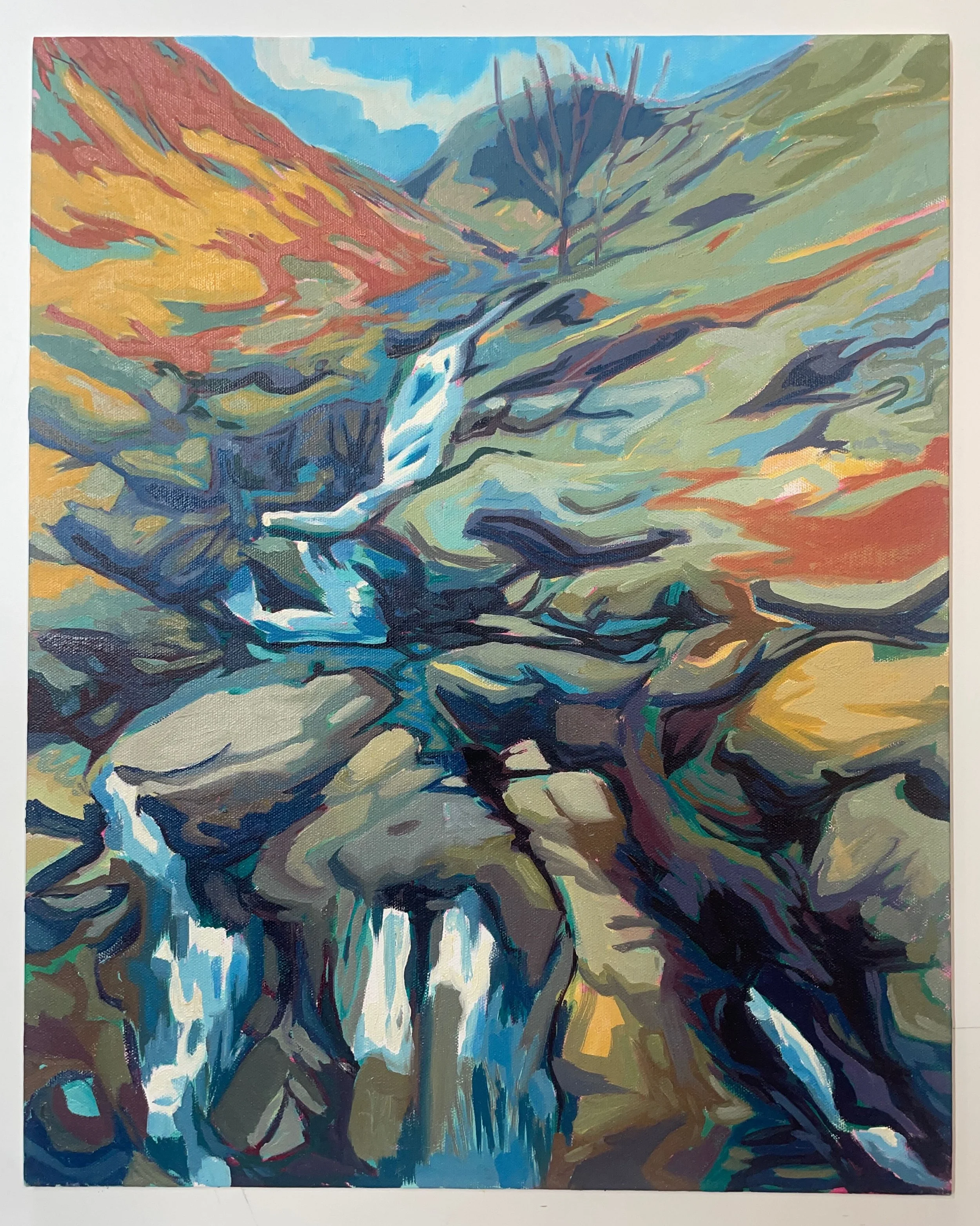 Stones in Snowden Stream, 16” x 20” / 40.6 × 50.8cm, Oils on canvas-board, 2026