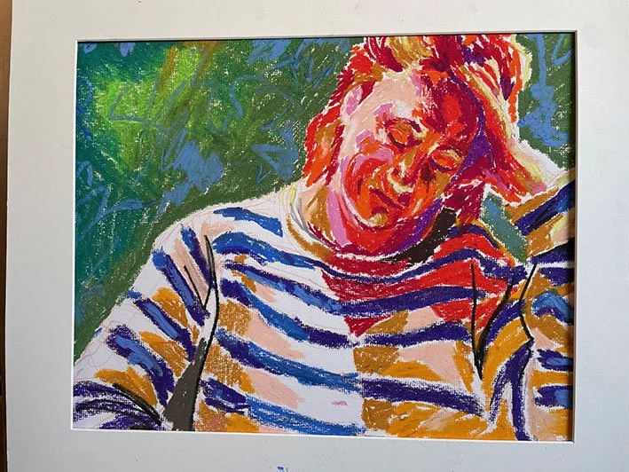 Oil pastel on textured paper.