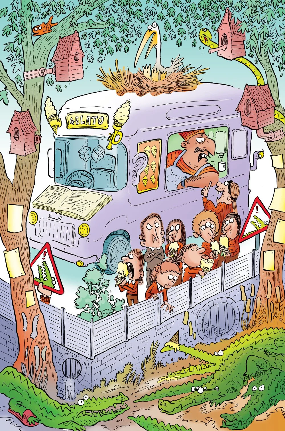 Anomalie puzzle artwork of an IceCream van outside a crocodile enclosure. What? Well, it could happen.