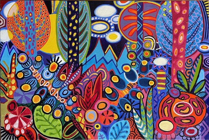 Oil paint on canvas.