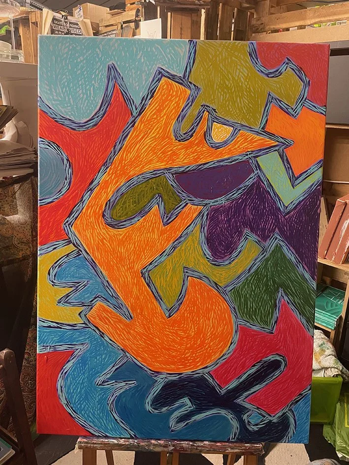 Oil paint on canvas.