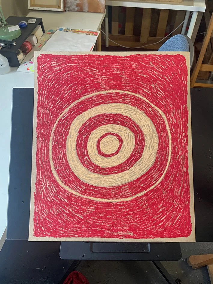 Caran D'ache crayons on tinted paper.