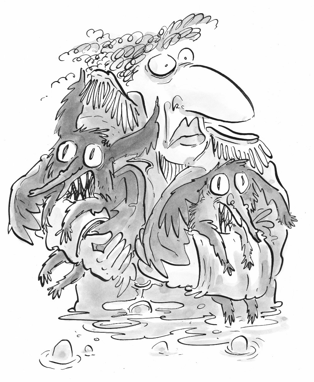 033 - Page 104 ring mistress emerging from the swamp with a goblin in each arm.jpg