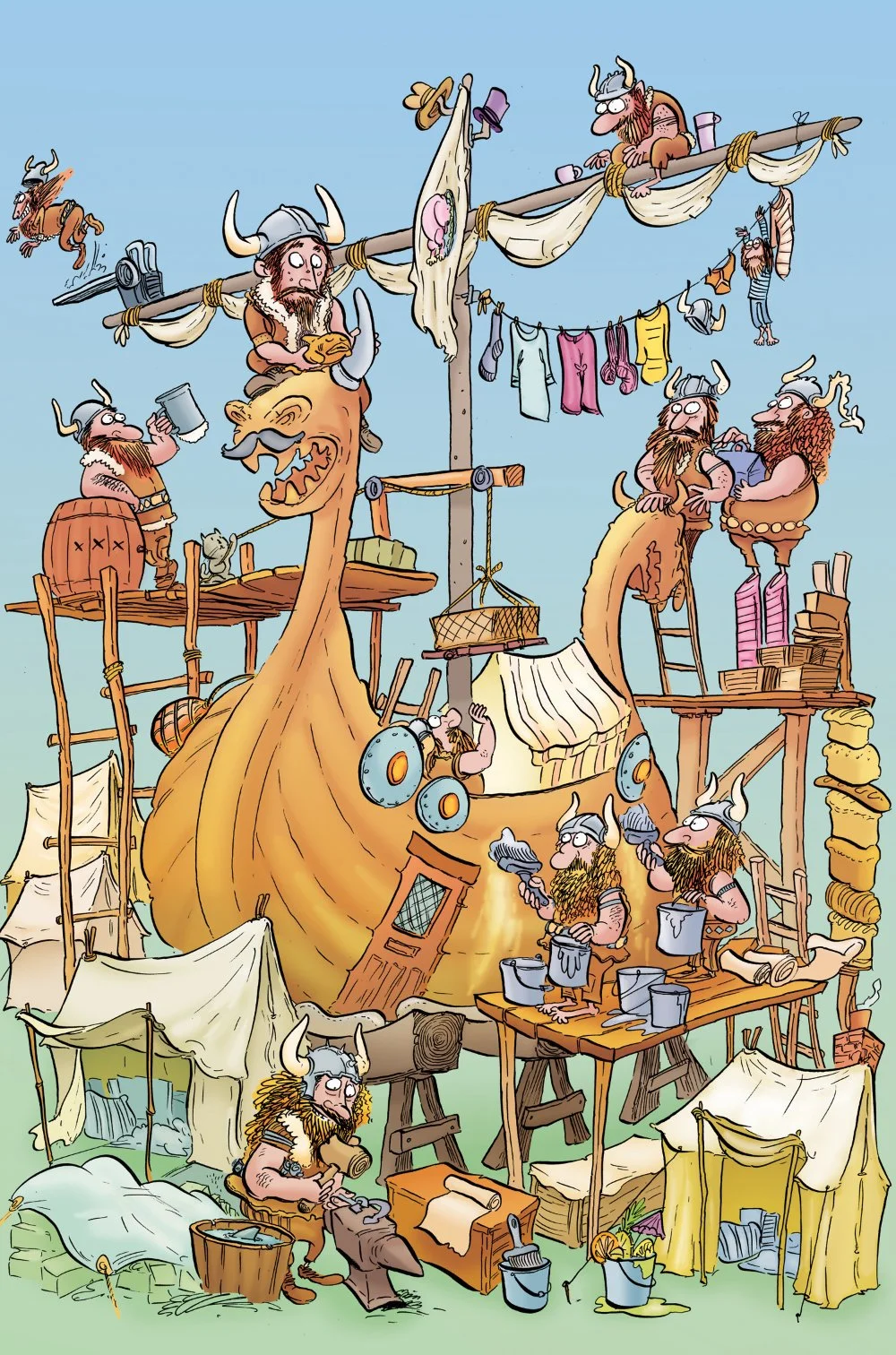 Anomalie puzzle of a Viking Longship under construction.