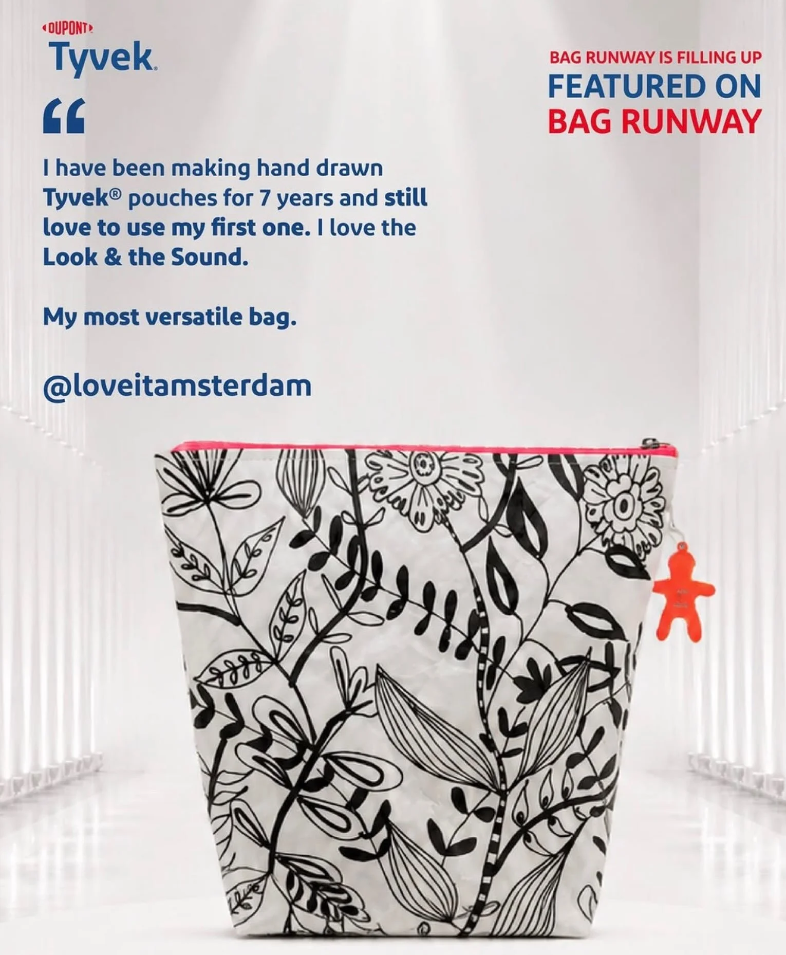 Hello Wednesday🌈 On the Runway with this sweetie made from @tyvekdesign . My first fashion show😅 #tyvek #projectbag #yarn #knitting #drawing