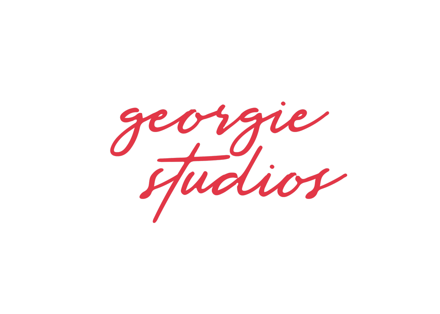Black background with neon pink cursive text that says 'georgie studios'.