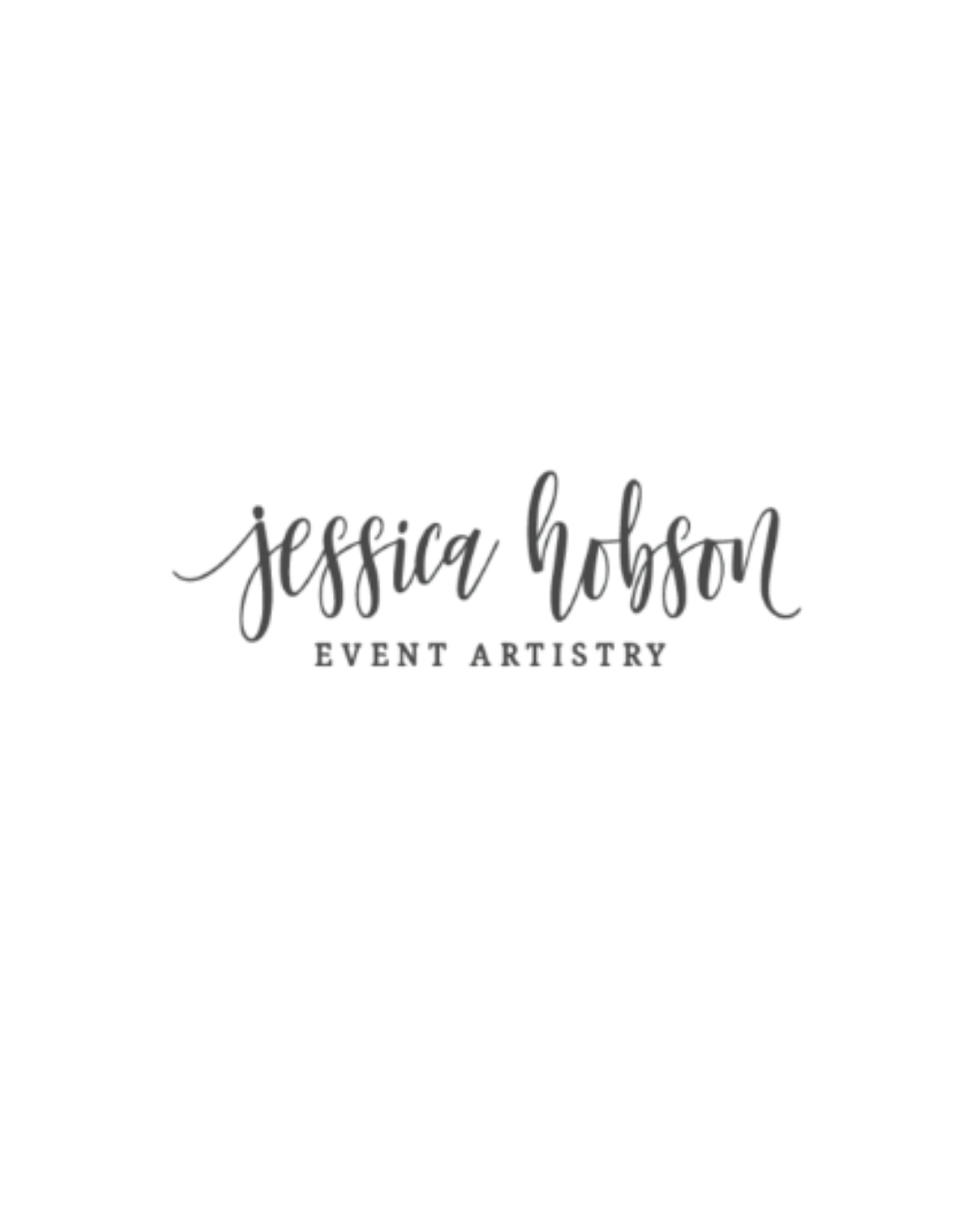 Black background with the text 'Jessica Hobson' in handwritten script and 'Event Artistry' in smaller block letters below.