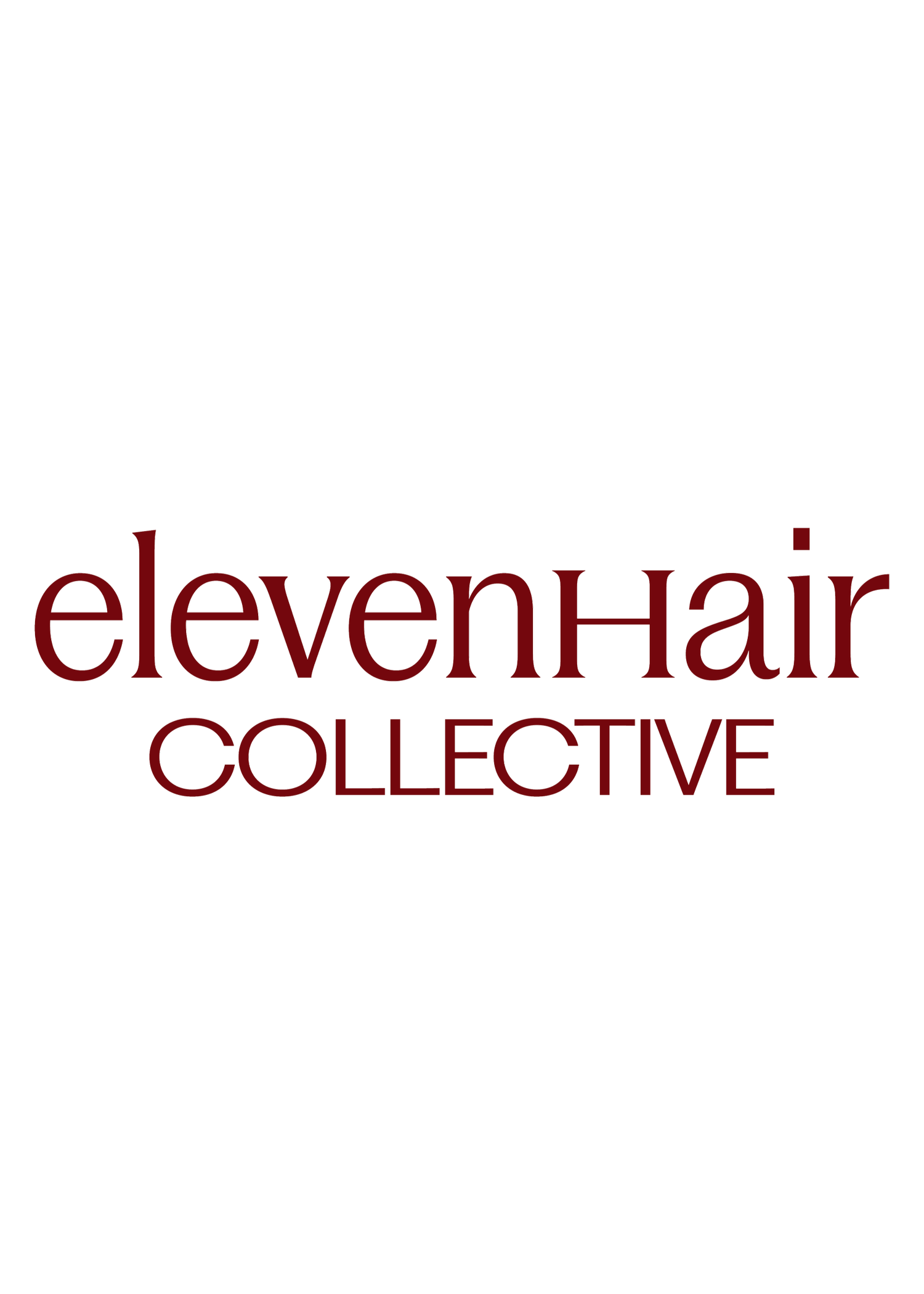 Black background with red text that reads 'elevenHair COLLECTIVE'.
