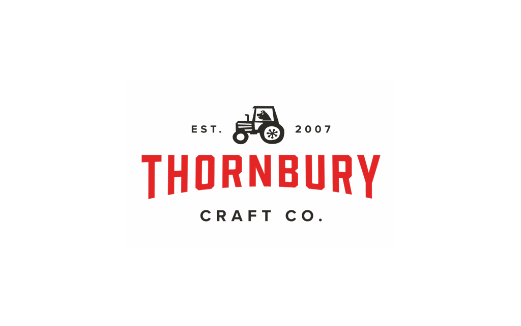 A logo for Thornbury Craft Co., established in 2007, featuring a tractor icon on a red background.