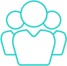 Outline of three people standing together, representing the need for more developer recourses if on boarding of an analytical tool is done by in-house, non-specialised developers.