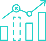 Line graph with upward trend, bar chart, and arrow pointing up indicating growth or increase.