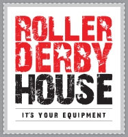 Logo des Roller Derby House mit rotem und schwarzem Schriftzug und dem Slogan 'It's your equipment'