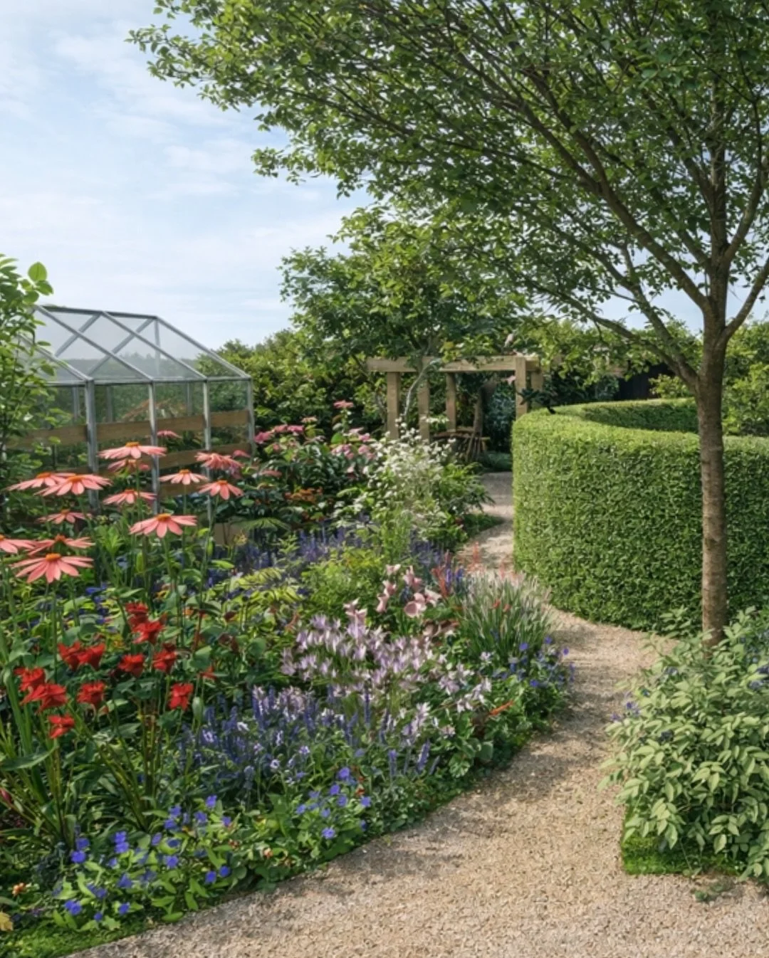 A garden designed to be experienced as you move through it, with layered planting creating colour, texture and interest at every turn. From soft perennials to structured greenery, each element works together to guide the eye and invite you further in