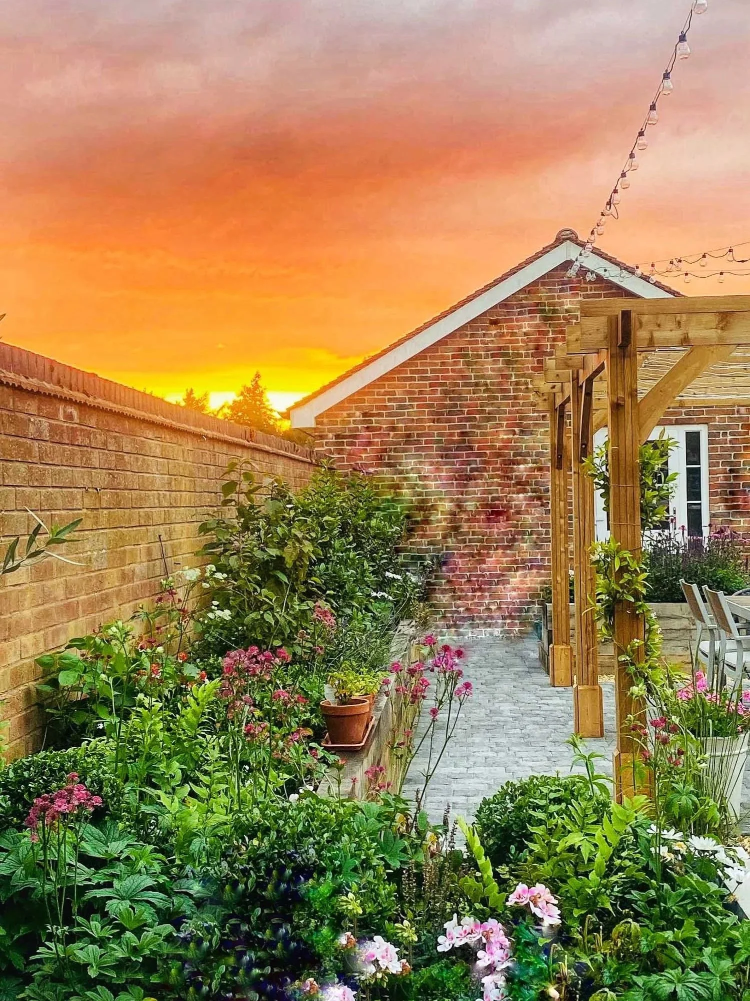 Garden in Solihull with orange unset