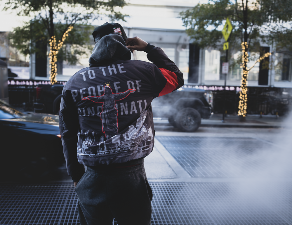 On-location streetwear portrait in downtown Cincinnati