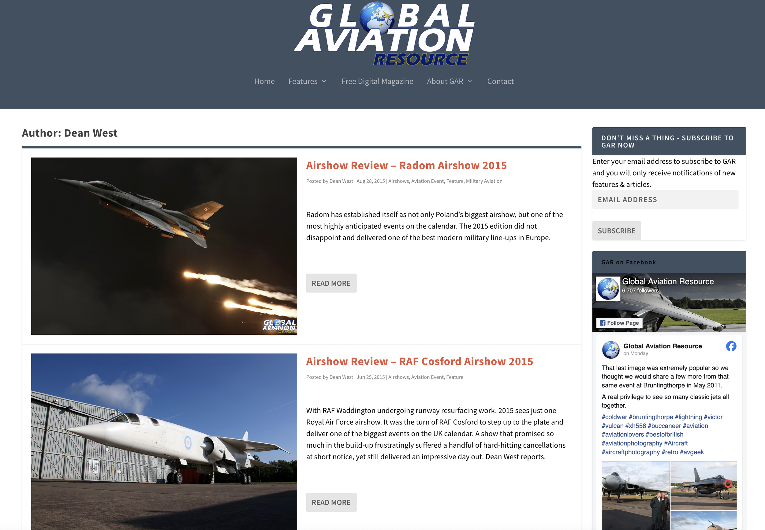 Various airshow reports, Global Aviation Resource