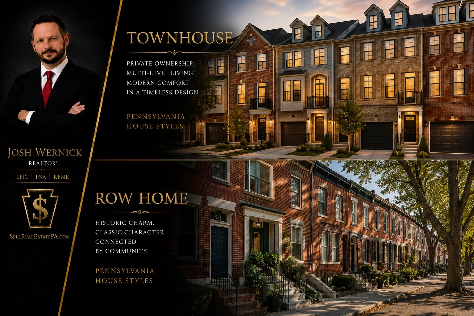 Townhouse_and_Row_Home_Pennsylvania_House_Styles Josh Wernick - Realtor guide to home styles in bucks and montgomery county pennsylvania