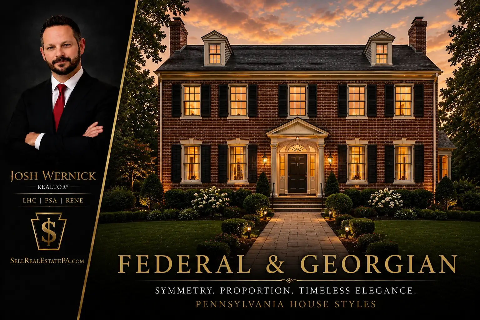 Federal and Georgian house styles Josh Wernick - Realtor guide to home styles in bucks county and montgomery county pennsylvania